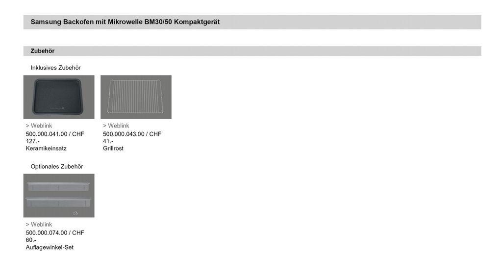 Samsung Backofen mit Mikrowelle BM30/50 Kompaktgerät