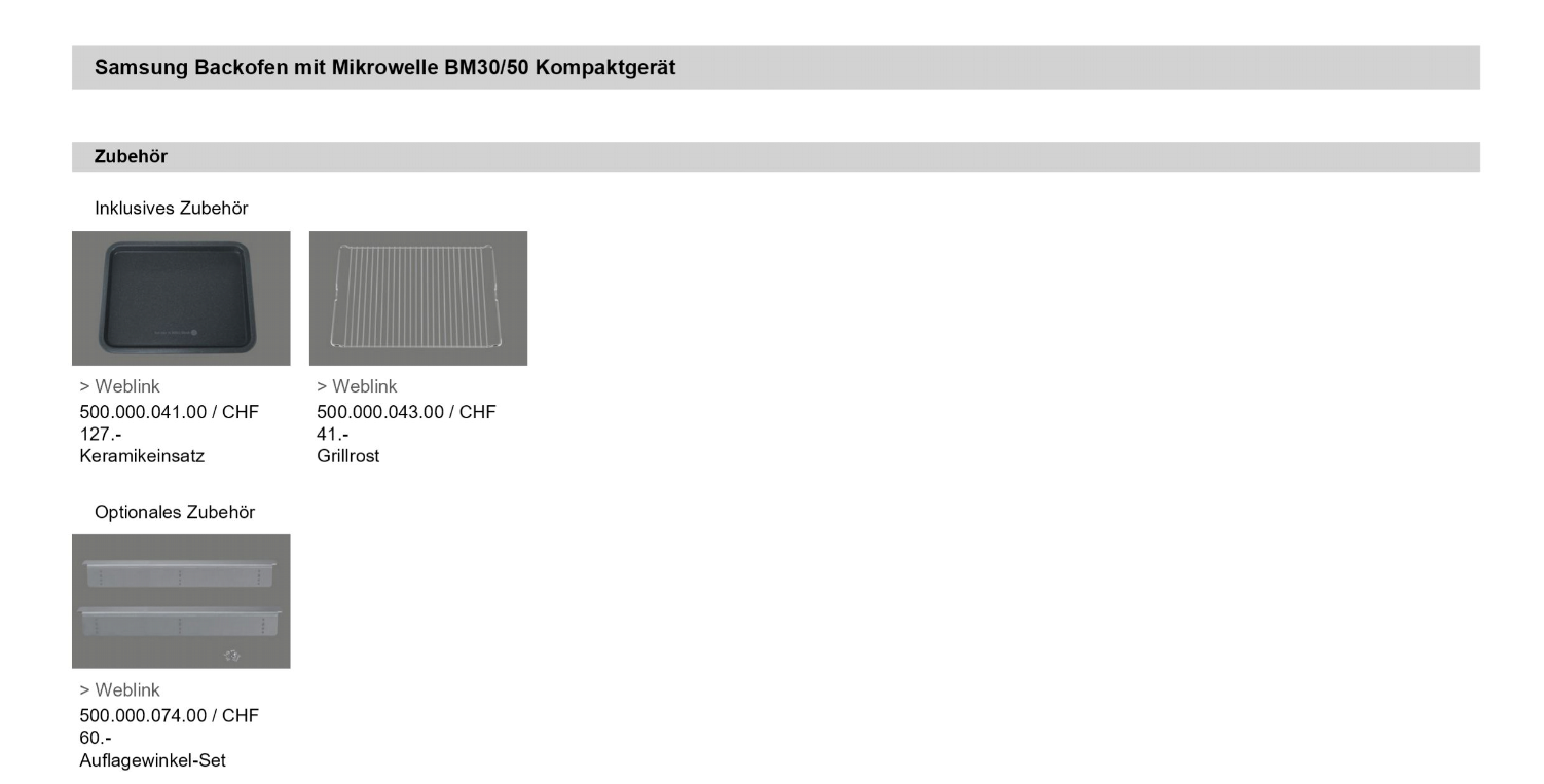 Samsung Backofen mit Mikrowelle BM30/50 Kompaktgerät