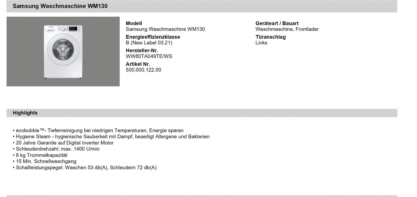 Samsung Waschmaschine WM130