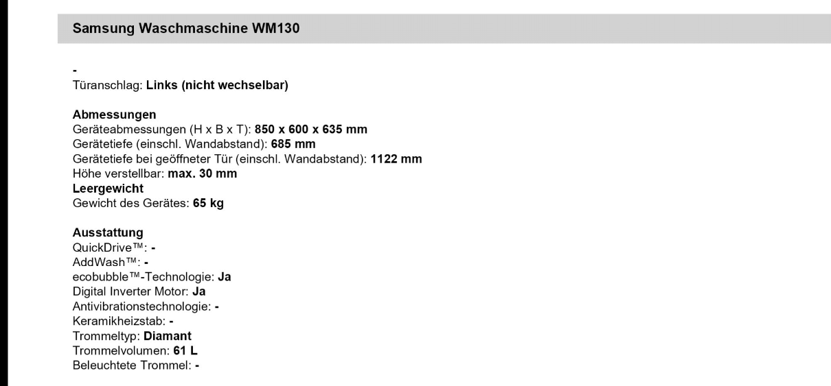 Samsung Waschmaschine WM130