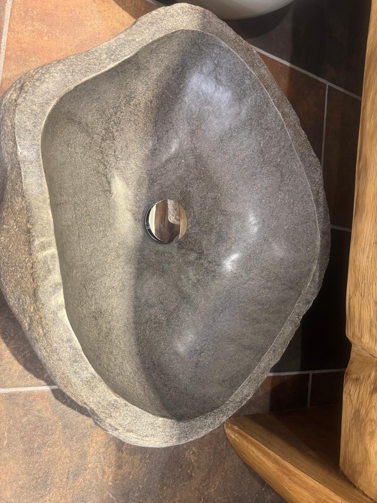 Granit-Waschbecken Unikat Riverstone Grau