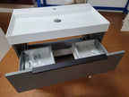 Badmöbel 80 CM Grau Matt mit Keramikwaschtisch Weiss