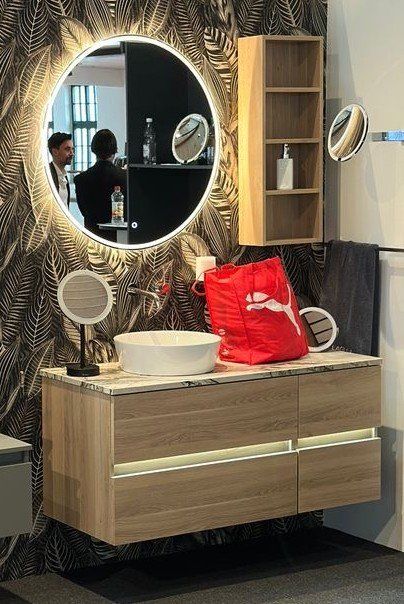 Badmöbel komplettes mit Spiegel, Keramik Aufsatzwaschtisch und Oben Schrank
