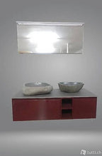 Badmöbel Rot Elegant Mit LED Spiegel Zwei Schubladen