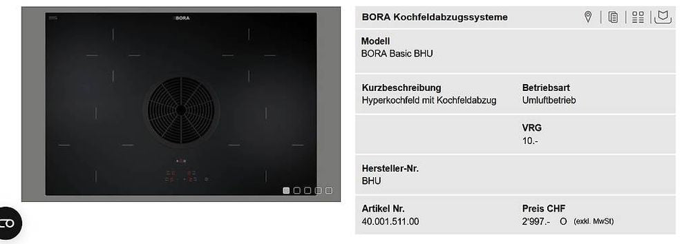 BORA Basic BHU Kochfeld Schwarz