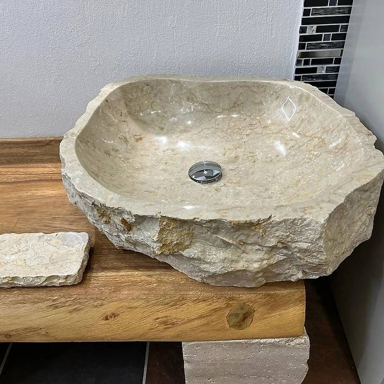 Granit-Waschbecken Creme (2 verschiedene Formen) Spezielles
