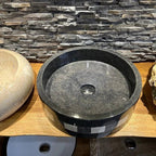 Granit-Waschbecken Schwarz mit Verzierung
