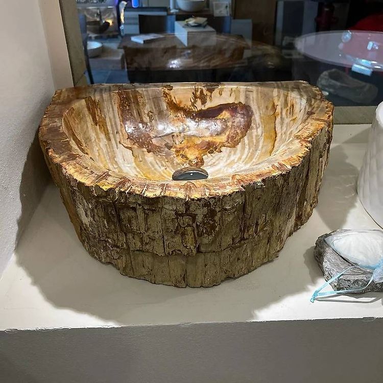 Waschbecken Unikat Spezielles Holz-Stein